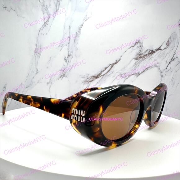 New MIU MIU Sunglasses Brown Tortoise Oval Womens Reverie main image 14